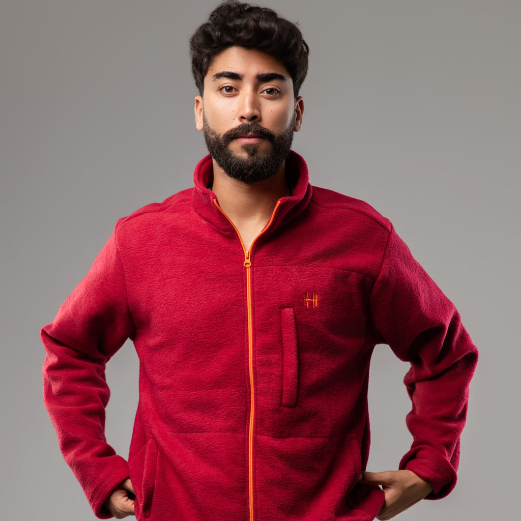 Veste POLAIRE Homme - Rouge BORDEAUX