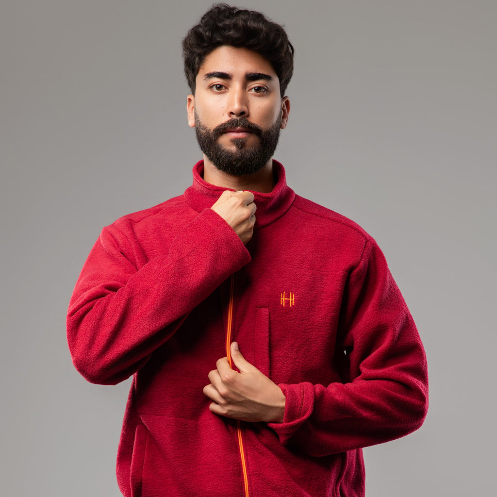 Veste POLAIRE Homme - Rouge BORDEAUX