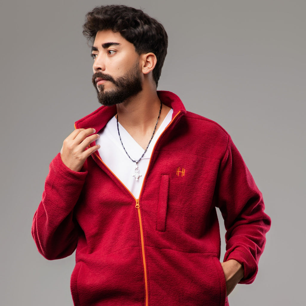 Veste POLAIRE Homme - Rouge BORDEAUX